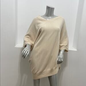 Brochu Walker Name Brand Cut Off Beige Wool Cashmere Knit Asymmetrical Sweater S